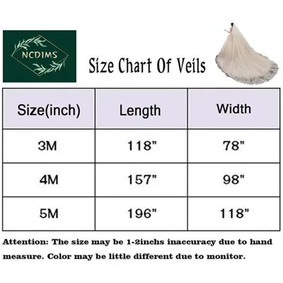 Wedding Veils Cathedral Length 2 Tier Long Sequins Lace Edge Blusher with Comb